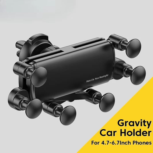 Universal 6 Points Solid Fold Car Phone Holder Gravity Car Holder for Phone in Car Air Vent Clip Mount Smartphone Holder