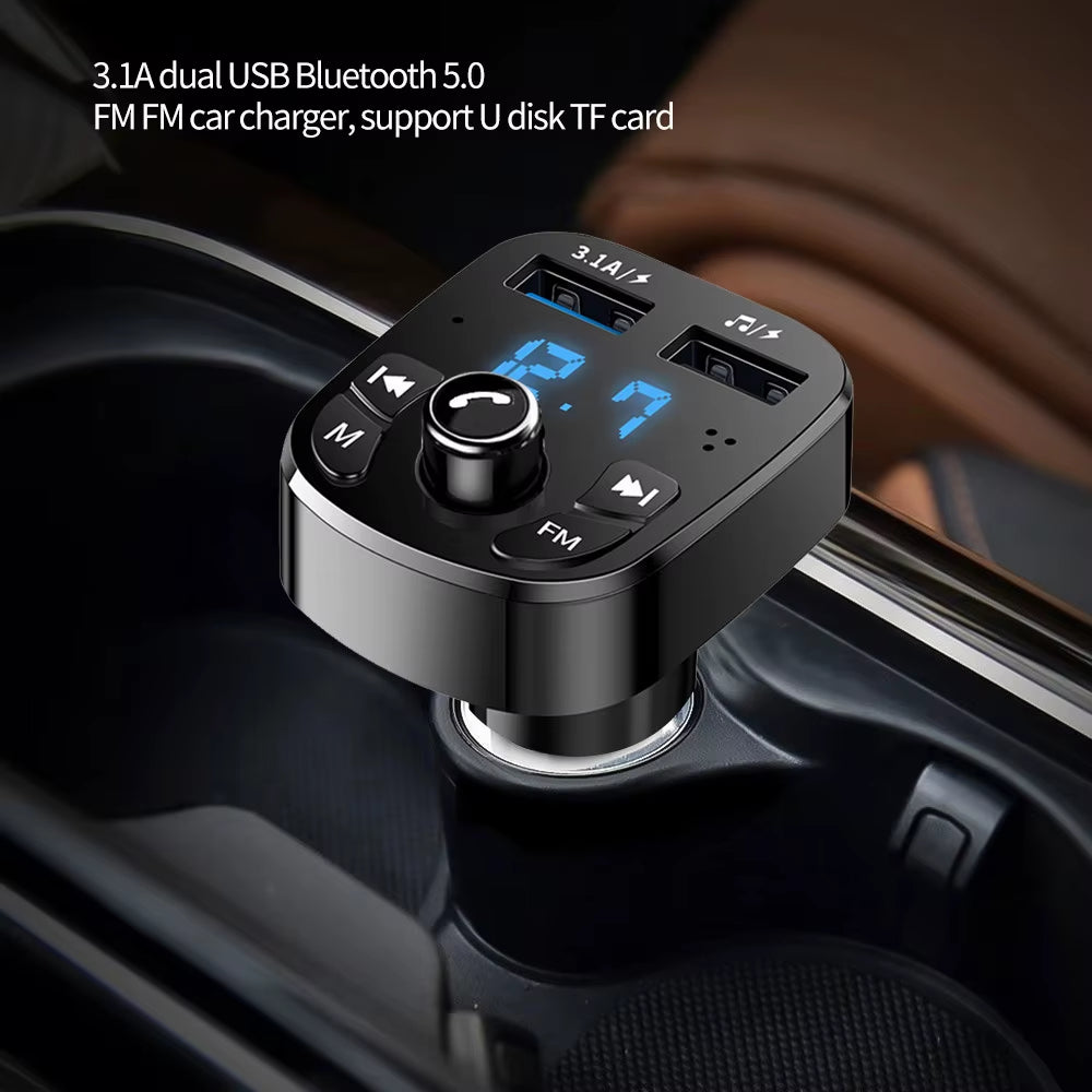 Car Mp3 Player Dual USB Fast Charger FM Transmitter Bluetooth-Compatible5.0 Handsfree Car Kit Usb Flash Drive Plug Car Kit
