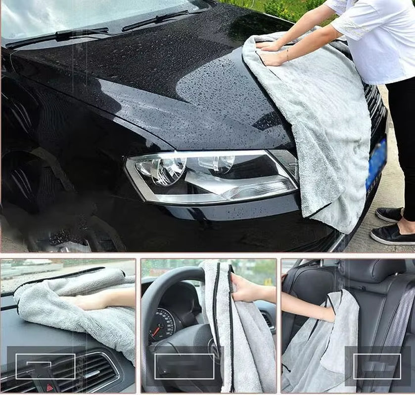 40X60Cm Microfiber Car Wash Towels Double Drying Microfibre Care Detailing Auto Cleaning Super Absorbent Cloth