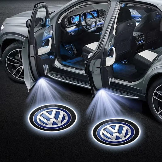 1/2Pcs Car LED Door Welcome Light Laser Projector Badge Emblem Lamp for Golf Polo Beetle Passat Tiguan Touran Rline R