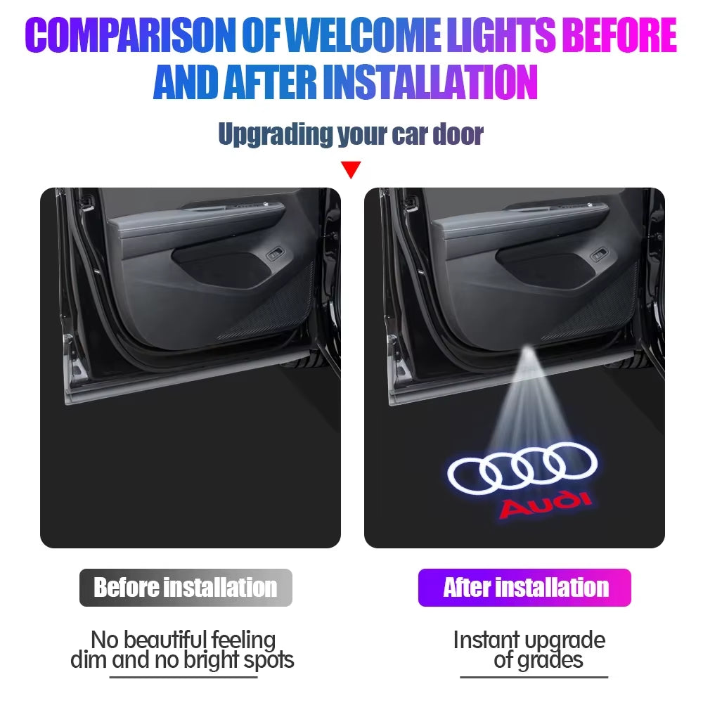 Car Door Wireless Welcome Light LED HD Projector Lamp Decoration for  Sline A1 A3 A4 B8 B7 A5 A6 C7 A7 A8 B9 B6 C6 Q2 Q3 Q5